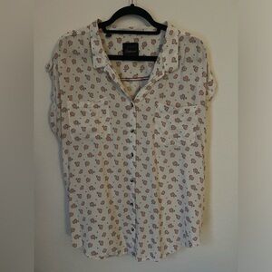 White Printed Women’s Button Up
